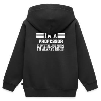 Professor Gift, ich bin ein Professor, um Zeit zu sparen - Kinder Premium Organic Zip Hoodie - Schwarz - Hinten - AI Model Kid Male (0cm)