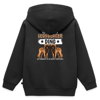 Leonberger Ist so ein Leonberger Ding - Kinder Premium Organic Zip Hoodie - Schwarz - Hinten - AI Model Kid Male (0cm)