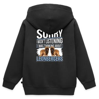 Leonberger Sorry I Quel thinking About Leonbergers - Sweat Premium à capuche zippé enfant bio - noir - Dos - AI Model Kid Male (0cm)