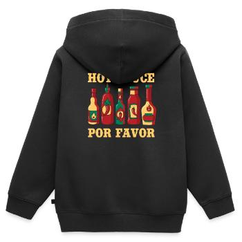 Scharfe Sosse - Kinder Premium Organic Zip Hoodie - Schwarz - Hinten - AI Model Kid Male (0cm)