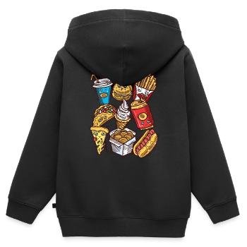 Malbouffe nourriture malsaine Fast food - Sweat Premium à capuche zippé enfant bio - noir - Dos - AI Model Kid Male (0cm)