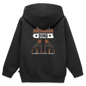 Rottweiler Ist so ein Rottweiler Ding - Kinder Premium Organic Zip Hoodie - Schwarz - Hinten - AI Model Kid Male (0cm)