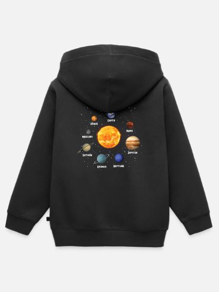 Solar System Planets Space Enthusiasts - Premium børne zip-hættetrøje økologisk - sort