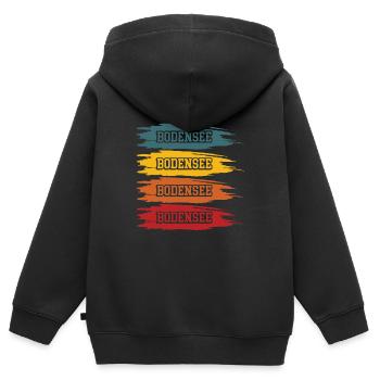 Bodensee - Kinder Premium Organic Zip Hoodie - Schwarz - Hinten - AI Model Kid Male (0cm)