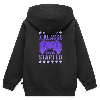 7 Klasse Level Started 7. Klasse Gymnasium Schule - Kinder Premium Organic Zip Hoodie - Schwarz - Hinten - AI Model Kid Male (0cm)