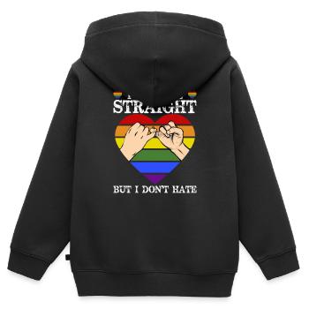 LGBTQ Regenbogen Herz - Kinder Premium Organic Zip Hoodie - Schwarz - Hinten - AI Model Kid Male (0cm)