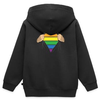 Lgbt - Kinder Premium Organic Zip Hoodie - Schwarz - Hinten - AI Model Kid Male (0cm)