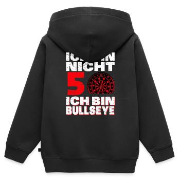 Ich Bin Nicht 50 Ich Bin Bullseye | Herren Dart - Kinder Premium Organic Zip Hoodie - Schwarz - Hinten - AI Model Kid Male (0cm)