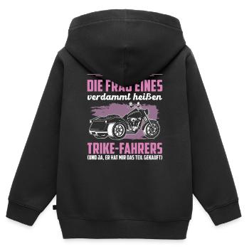 Trike Dreirad Trikefahrerin Spruch Motorradfahrer - Kinder Premium Organic Zip Hoodie - Schwarz - Hinten - AI Model Kid Male (0cm)