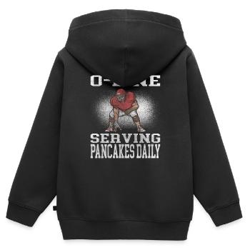 Joueur de ligne de football au service des Crêpes Offensive LIne - Sweat Premium à capuche zippé enfant bio - noir - Dos - AI Model Kid Male (0cm)