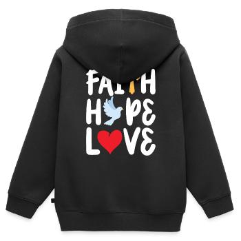 Niedliche christliche religiöse Kleidung - Kinder Premium Organic Zip Hoodie - Schwarz - Hinten - AI Model Kid Male (0cm)