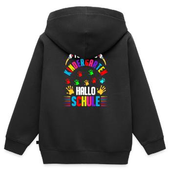 Tschüss Kindergarten - Hallo Schule Einschulung 1. - Kinder Premium Organic Zip Hoodie - Schwarz - Hinten - AI Model Kid Male (0cm)