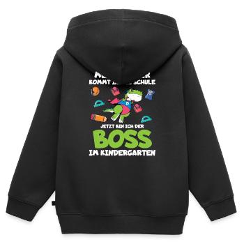 Drachen Bruder kommt in die Schule Ich bin im Kind - Kinder Premium Organic Zip Hoodie - Schwarz - Hinten - AI Model Kid Male (0cm)