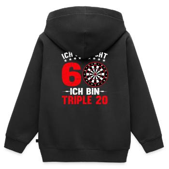 Ich Bin Nicht 60 Ich Bin Triple 20 | Herren Dart - Kinder Premium Organic Zip Hoodie - Schwarz - Hinten - AI Model Kid Male (0cm)