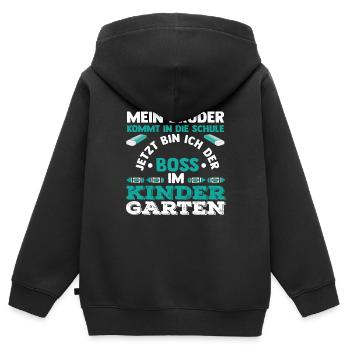 Drachen Mein Bruder kommt in die Schule Boss Kinde - Kinder Premium Organic Zip Hoodie - Schwarz - Hinten - AI Model Kid Male (0cm)