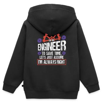 Ingénieur Chantier Architecte Profession Travail Drôle - Sweat Premium à capuche zippé enfant bio - noir - Dos - AI Model Kid Male (0cm)