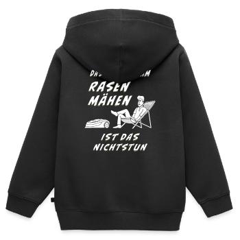 RASENROBOTER RASEN MÄHEN - Kinder Premium Organic Zip Hoodie - Schwarz - Hinten - AI Model Kid Male (0cm)