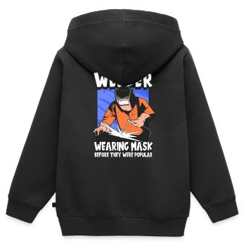 Soudeur Welder Schweißfachmann Drôle métier - Sweat Premium à capuche zippé enfant bio - noir - Dos - AI Model Kid Male (0cm)