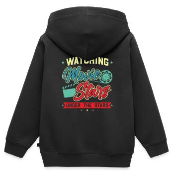 Kino Filmstars und Sternenhimmel - Open Air Kino - Kinder Premium Organic Zip Hoodie - Schwarz - Hinten - AI Model Kid Male (0cm)