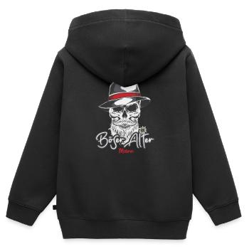 Böser alter Mann Camouflage Tarnmuster Totenkopf - Kinder Premium Organic Zip Hoodie - Schwarz - Hinten - AI Model Kid Male (0cm)