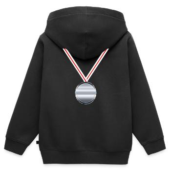 Silbermedaille Sieger Sportwettkampf Zweiter Platz - Kinder Premium Organic Zip Hoodie - Schwarz - Hinten - AI Model Kid Male (0cm)
