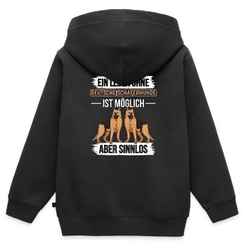 Deutscher Schäferhund Ein Leben ohne - Kinder Premium Organic Zip Hoodie - Schwarz - Hinten - AI Model Kid Male (0cm)