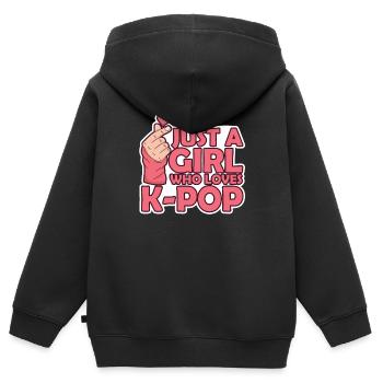K-Pop Kpop K-Drama Korean Pop Musique - Sweat Premium à capuche zippé enfant bio - noir - Dos - AI Model Kid Male (0cm)