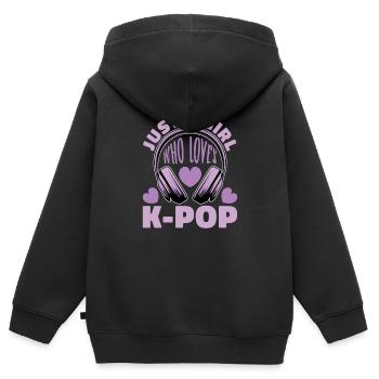 K-Pop Kpop K-Drama Korean Pop Musique - Sweat Premium à capuche zippé enfant bio - noir - Dos - AI Model Kid Male (0cm)