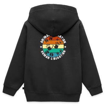 Animal Liberation Human Liberation Prints - Kids Premium Organic Zip-up Hoodie - black - Back - AI Model Kid Male (0cm)