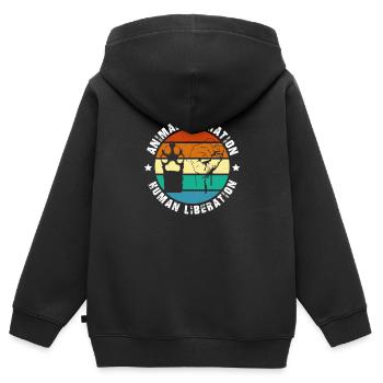 Animal Liberation Human Liberation Prints - Kids Premium Organic Zip-up Hoodie - black - Back - AI Model Kid Male (0cm)