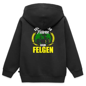 Traktor Echte Helden fahren Gelbe Felgen Bauer Far - Kinder Premium Organic Zip Hoodie - Schwarz - Hinten - AI Model Kid Male (0cm)