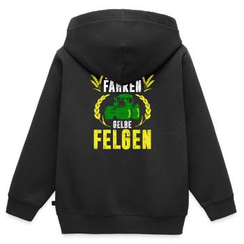 Traktor Echte Helden fahren Gelbe Felgen Geschenk - Kinder Premium Organic Zip Hoodie - Schwarz - Hinten - AI Model Kid Male (0cm)
