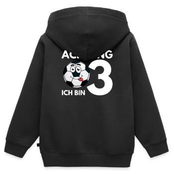 3 Jahre 3. Geburtstag Fussball Kindergeburtstag - Kinder Premium Organic Zip Hoodie - Schwarz - Hinten - AI Model Kid Male (0cm)
