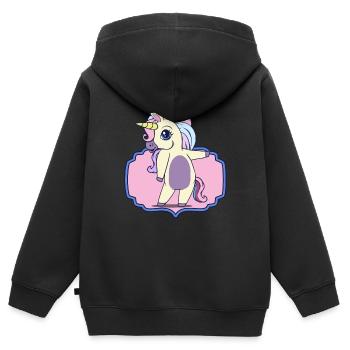 Einhorn Einhorn - Kinder Premium Organic Zip Hoodie - Schwarz - Hinten - AI Model Kid Male (0cm)