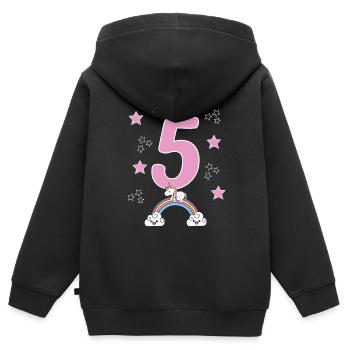 5 Jahre Einhorn 5. Geburtstag Mädchen - Kinder Premium Organic Zip Hoodie - Schwarz - Hinten - AI Model Kid Male (0cm)