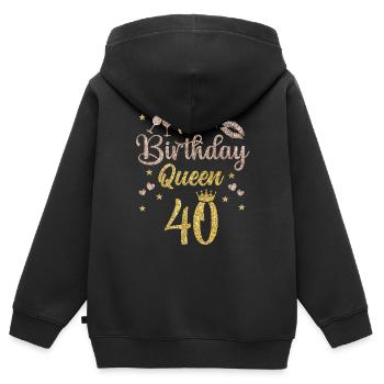40e anniversaire reine 40 ans quarante ans - Sweat Premium à capuche zippé enfant bio - noir - Dos - AI Model Kid Male (0cm)