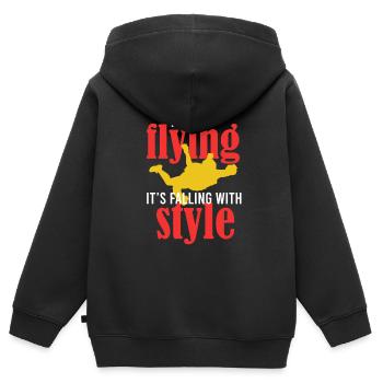 Le parachutisme n’est pas voler, c’est une chute - Sweat Premium à capuche zippé enfant bio - noir - Dos - AI Model Kid Male (0cm)