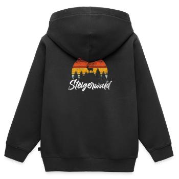 Steigerwald Steigerwälder Lebensgefühl Heimat - Kinder Premium Organic Zip Hoodie - Schwarz - Hinten - AI Model Kid Male (0cm)