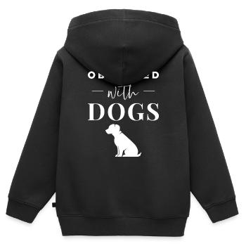 Des chiens drôles de phrases - Sweat Premium à capuche zippé enfant bio - noir - Dos - AI Model Kid Male (0cm)
