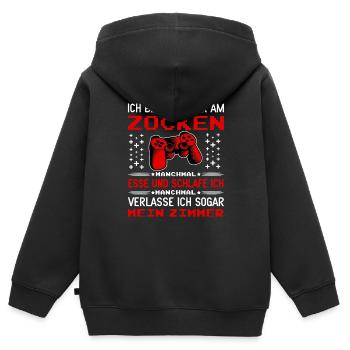 Gamer Zocken Gaming Zocker Videospiel Zocken - Kinder Premium Organic Zip Hoodie - Schwarz - Hinten - AI Model Kid Male (0cm)
