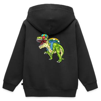 Kindergarten Boss Dino Dinosaurier Jungen Schule - Kinder Premium Organic Zip Hoodie - Schwarz - Hinten - AI Model Kid Male (0cm)