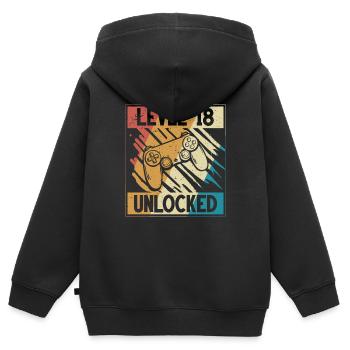 18ème anniversaire Gamer 18 ans - Sweat Premium à capuche zippé enfant bio - noir - Dos - AI Model Kid Male (0cm)