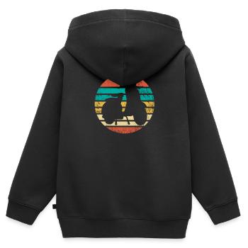 Retro Scooter Mobylette Mobylette Vintage Roller - Sweat Premium à capuche zippé enfant bio - noir - Dos - AI Model Kid Male (0cm)