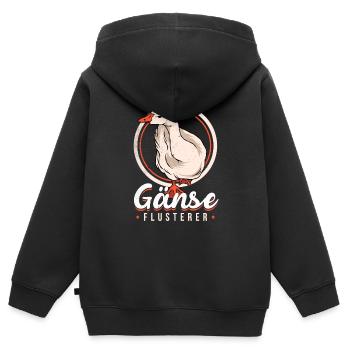 Gans - Kinder Premium Organic Zip Hoodie - Schwarz - Hinten - AI Model Kid Male (0cm)