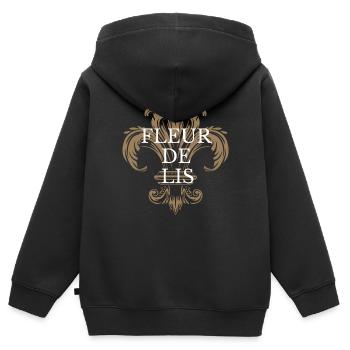 Fleur de Lis - Kinder Premium Organic Zip Hoodie - Schwarz - Hinten - AI Model Kid Male (0cm)