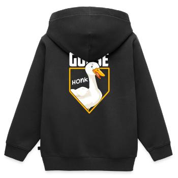 Gans - Kinder Premium Organic Zip Hoodie - Schwarz - Hinten - AI Model Kid Male (0cm)