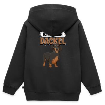Dackel Ich bin ein Dackel - Kinder Premium Organic Zip Hoodie - Schwarz - Hinten - AI Model Kid Male (0cm)
