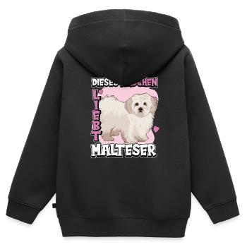 Malteser Dieses Mädchen liebt Malteser - Kinder Premium Organic Zip Hoodie - Schwarz - Hinten - AI Model Kid Male (0cm)