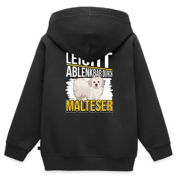 Malteser Leicht ablenkbar durch Malteser - Kinder Premium Organic Zip Hoodie - Schwarz - Hinten - AI Model Kid Male (0cm)