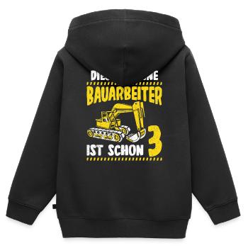 Dieser Kleine Bauarbeiter ist schon 3 Bagger Baust - Kinder Premium Organic Zip Hoodie - Schwarz - Hinten - AI Model Kid Male (0cm)